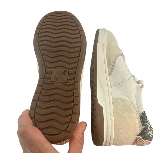 Madewell MWL Court Sneaker Colorblock Pink Cream Suede Snakeskin Leather Women 7 - Picture 11 of 12